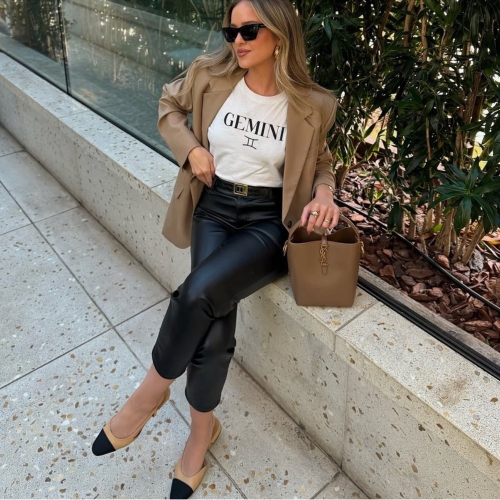 ZARA faux leather pants mid rise
